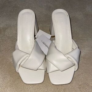 Women's White Knotted Slide Sandals